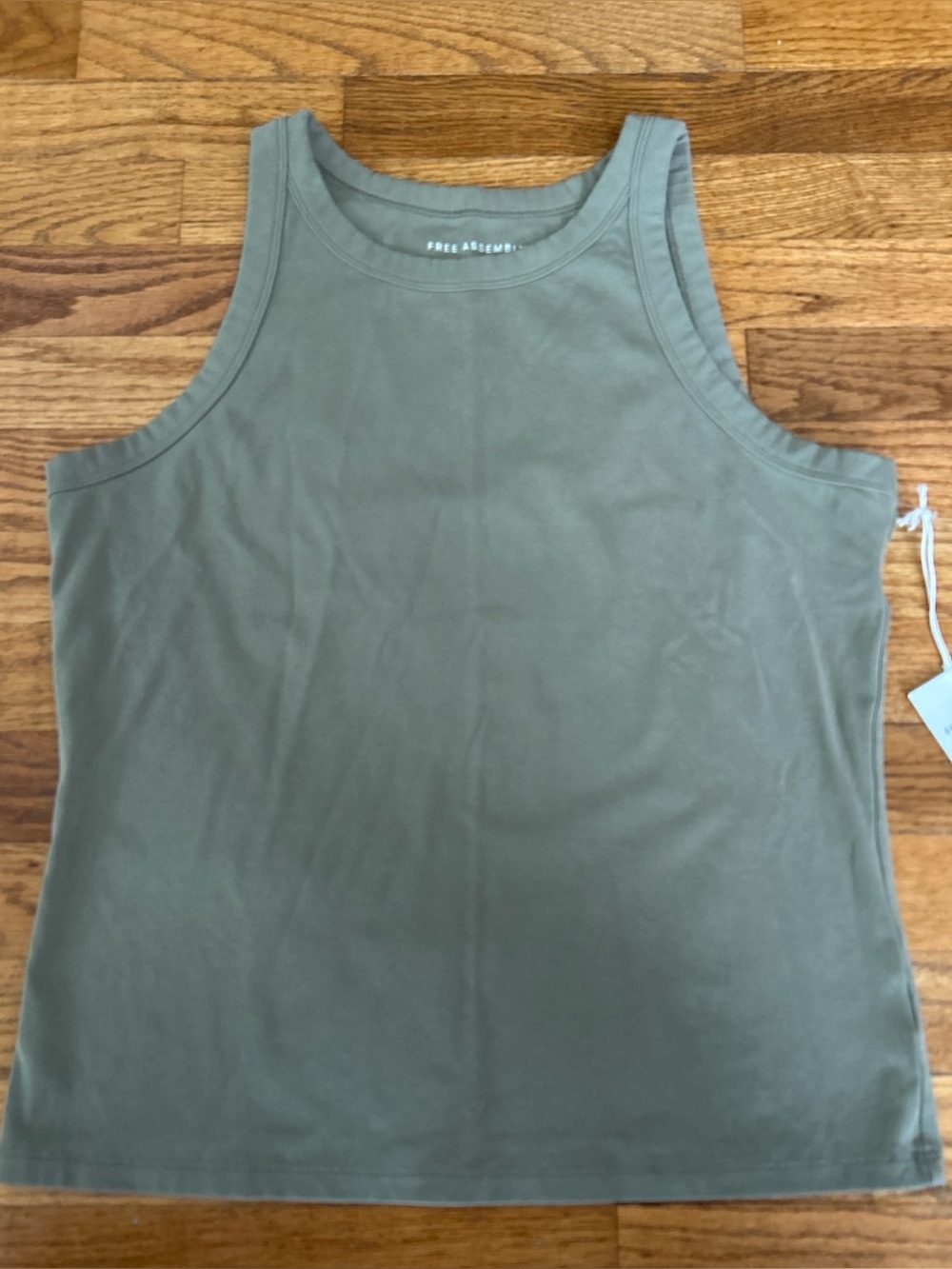 Free Assembly Sage Green High Neck Cutaway Tank Top NWT